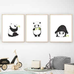 Panda print - Black and white wall art - Panda printable - Minimalist nursery decor - Panda wall art - Black and white nursery - H1981