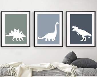 Toddler wall art - Dinosaur art print - Printable dinosaur art - Dino poster - Gift for Toddler boy - Set of 3 prints - Dinosaur poster