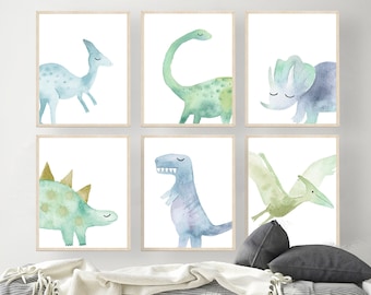 Baby boy Dinosaur prints - Watercolor Dinosaur print - Boy nursery art - Boys room wall art - Dinosaur nursery decor - DIGITAL DOWNLOAD