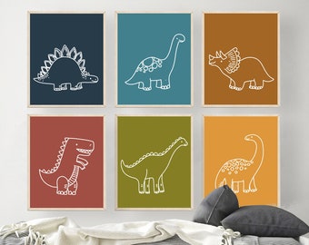 Dinosauruskunst - afdrukbare muurkunst dinosaurus - dinosaurusdecor - moderne dinosaurusprint - dinosaurusafdrukken - muurkunst jongens - kunst aan de muur kinderkamer