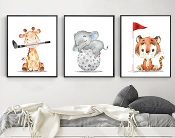 Nursery Golf decor - Animal sports nursery - Golf nursery print - Nursery sports decor - Sport nursery decor - Baby boy nursery - Boys room