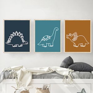 Dinosaur poster - Boys wall art - Dinosaur wall art - Boys room decor - Prints for boys room - Dinosaur print set - Toddler boy wall art
