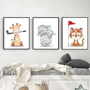 Nursery Golf decor - Animal sports nursery - Golf nursery print - Nursery sports decor - Sport nursery decor - Baby boy nursery - Boys room
