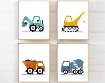 Construction wall art - Truck prints - Construction nursery decor - Construction truck prints - Boys room wall art - Truck wall art - H2546