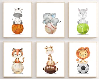 Animal sports nursery - Nursery sports decor - Animal sports print - Baby boy sports nursery - Boy nursery decor - DIGITAL DOWNLOAD - H2703