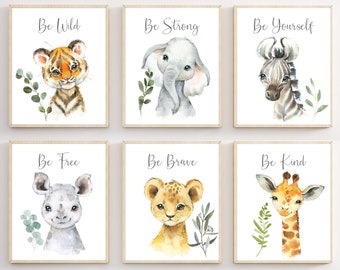 Inrichting safarikwekerij - print babydieren - babysafari dierenkamer - prints kinderkamer - inrichting jungle kinderkamer - kunst aan de muur kinderkamer - H2709