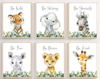 Baby boy safari nursery decor - Boy safari nursery - Boy wall art  - Baby boy nursery decor - Safari animal prints - Baby animal prints