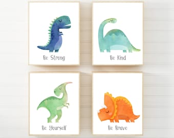 Printable Dinosaur prints - Boys room decor - Boys dinosaur decor - Dino wall art - Dinosaur art prints - Colorful dinosaur print - H2228