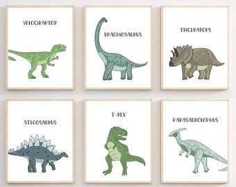 Impressões de arte de dinossauro - Arte de parede de dinossauro - Decoração de dinossauro para meninos - Arte de parede de dinossauro - Arte de parede de dinossauro para impressão - Decoração de quarto de bebê de dinossauro - H2339