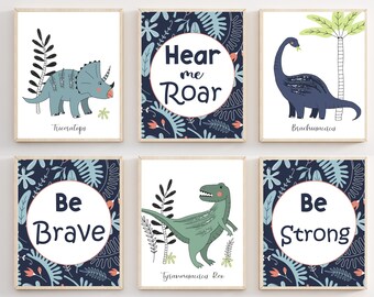 Dinosaur prints - Dinosaur wall art - Kids room dinosaur - Dinosaur decor - Dinosaur art prints - Dinosaur gift - Set of 6 prints - H2725