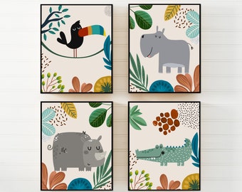Boho nursery decor - Set 2 - Baby Boy Nursery - Safari Nursery decor - Nursery prints - Nursery wall prints - Nursery wall art - Baby animal