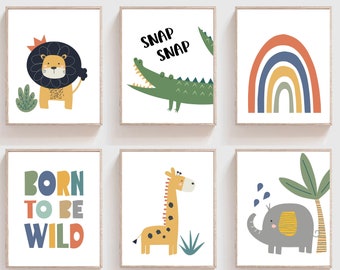 Jungle nursery prints - Boys room decor - Jungle wall art - Born to be wild print - Safari nursery decor - Jungle nursery decor boy - H2338