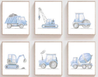 Construction Vehicle prints - Boys nursery decor - Truck nursery decor - Truck prints - Truck printables - Construction truck wall art