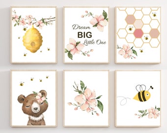Honey Bee nursery decor - Bumble bee nursery - Bee wall art - Bee nursery decor - Nursery bee art - Bumble bee print  - girl nursery decor