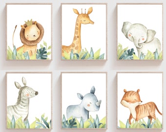 Safari nursery prints - Nursery printable art - Nursery animal prints - Safari animal decor - Nursery wall art - Baby animal art prints