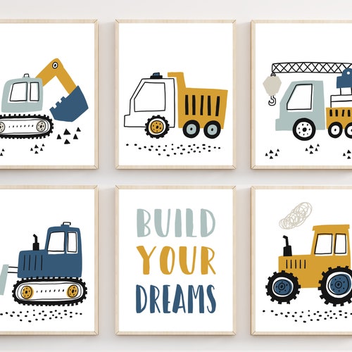 Construction Nursery Decor Truck Prints Construction Truck Etsy