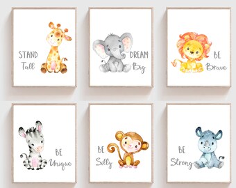Safari nursery decor - Printable safari animal prints - Kids room wall art - Safari animal prints - Boys room wall art - Gender neutral