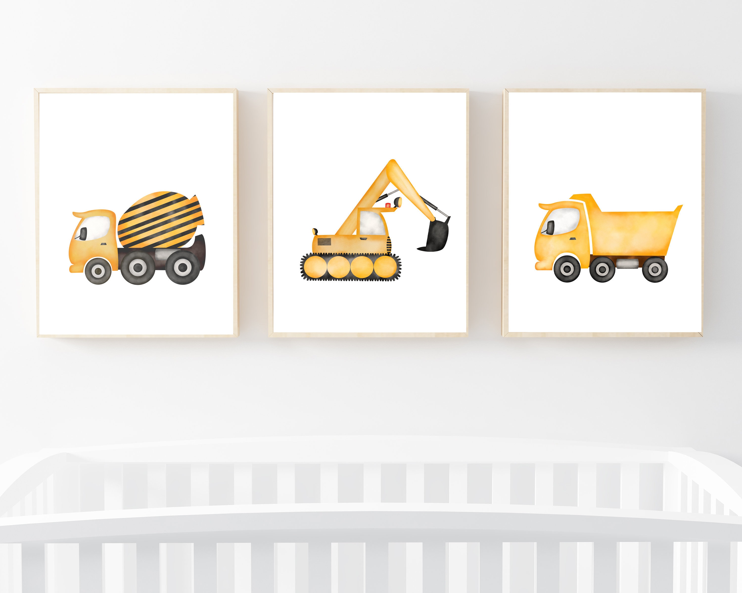 Truck Wall Art print set | Construction Truck Wall Art | Boys Room Decor | Truck Print | Nursery Decor | Dump Truck Wall Art - Printable