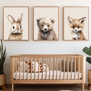 Woodland Nursery Wall Art Print, Set of 3 woodland nursery art prints, Forest Animal Nursery, Forest Nursery Prints, Baby Animal Art, H3008