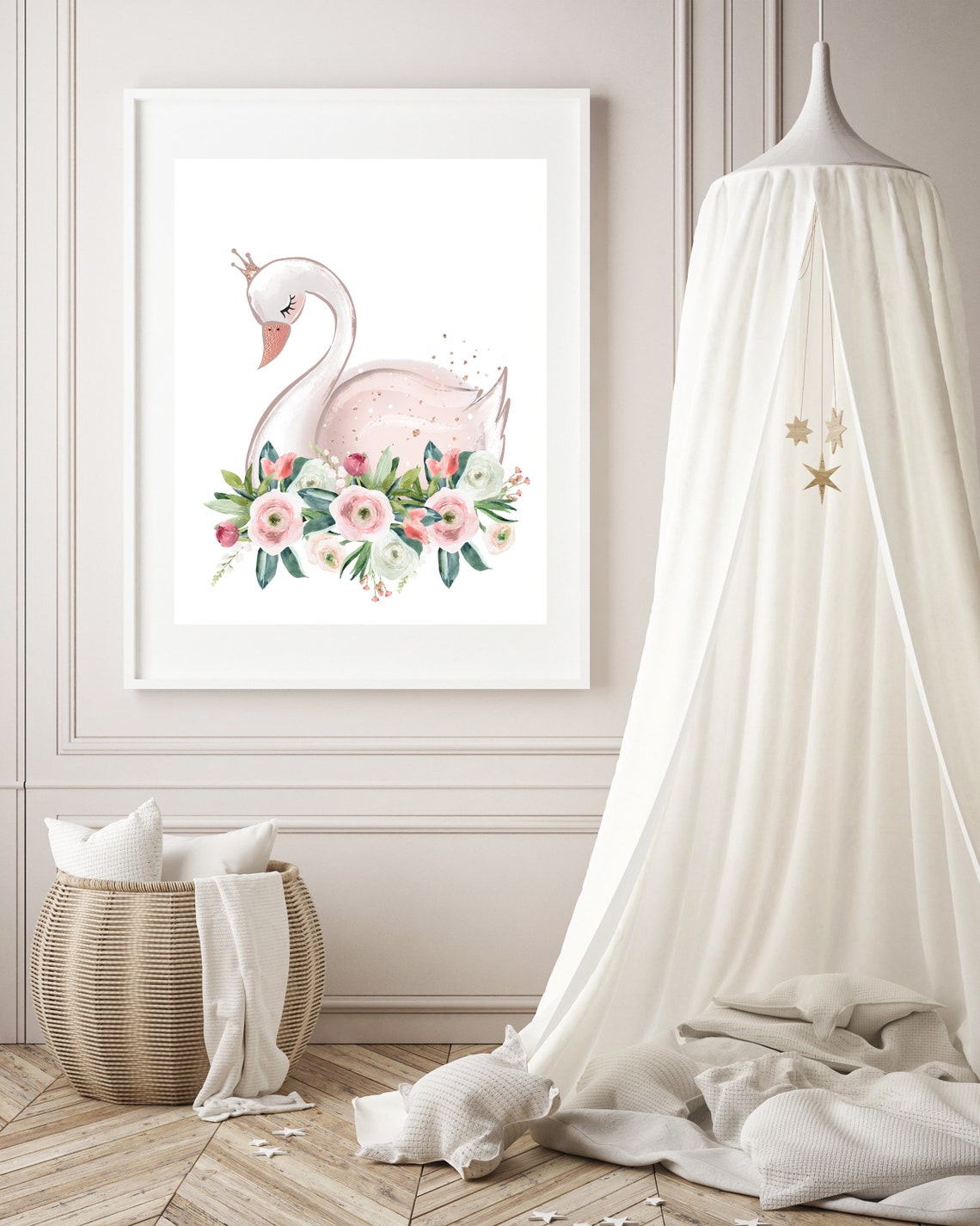 Swan Print - Swan Nursery Art - Girls Room Decor - Blush Pink Wall Art ...