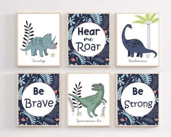 Dinosaur prints - Dinosaur wall art - Kids room dinosaur - Dinosaur decor - Dinosaur art prints - Dinosaur gift - Set of 6 prints - H2725