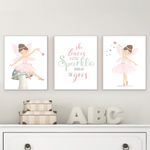 Decoração de berçário de fadas - Arte de parede de fadas - Decoração de quarto de meninas rosa - Pôster de fadas - Decoração de berçário de meninas - Arte de parede de meninas - Fadas para impressão