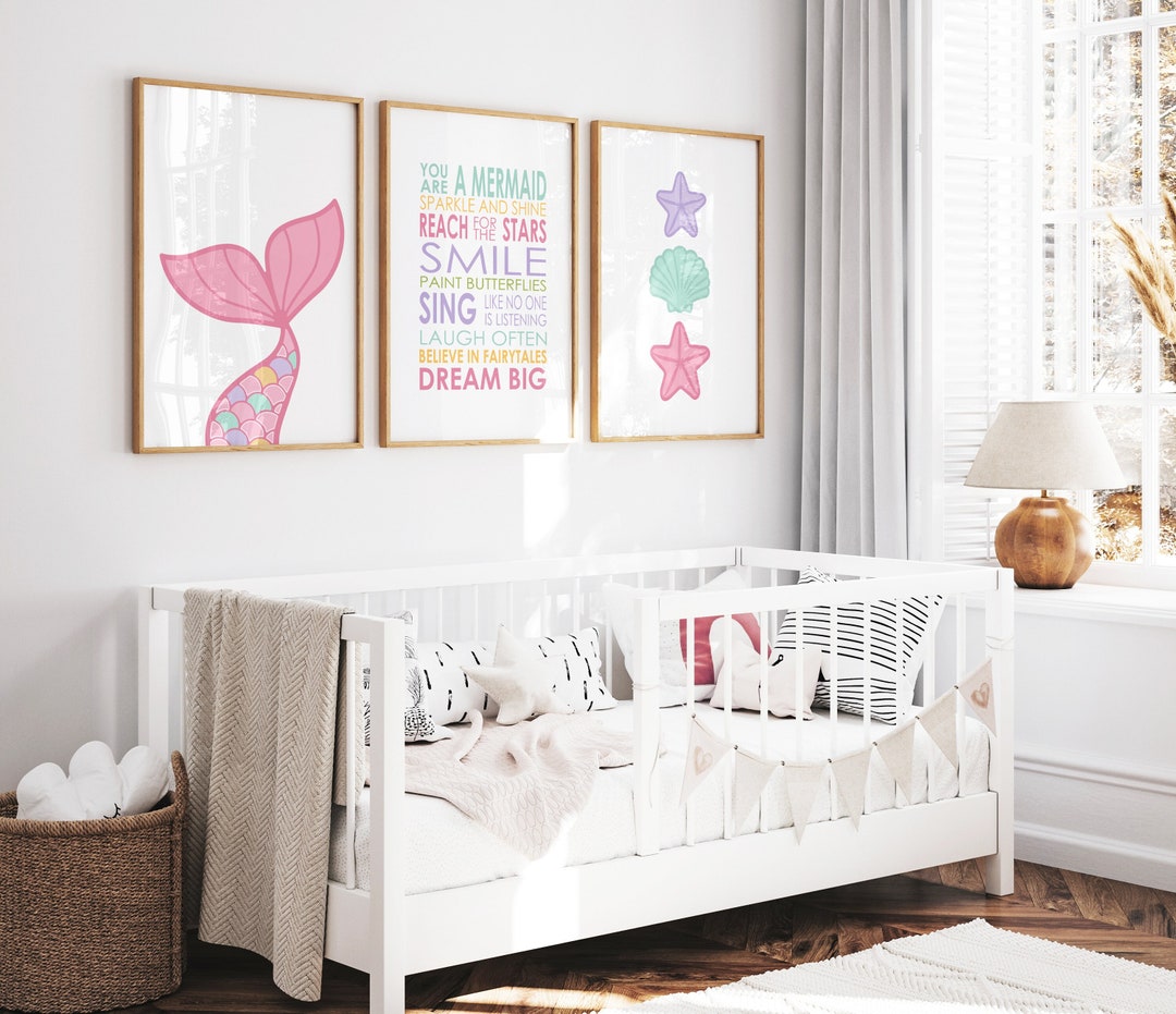 Girls Nursery Decor, Mermaid Prints, Nursery Decor, Mermaid Nursery ...