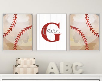 Baseball art print - Boys name print - Boys baseball room decor - Baseball wall art boys - Sport art for boys room - Printable baseball art