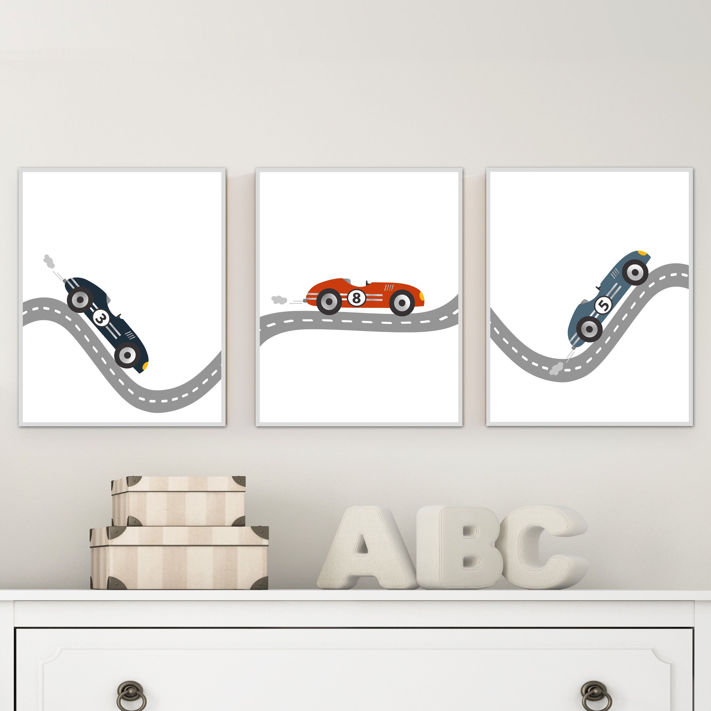 Race car wall art Race car nursery Race car boy room decor | Etsy