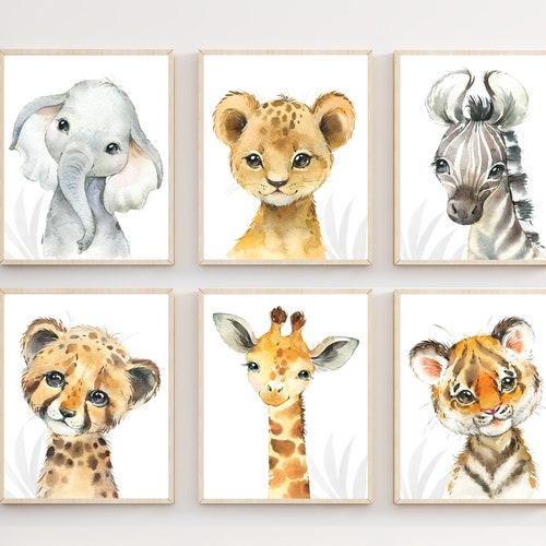 Safari Animal Art Prints Nursery Decor for Baby Boy Etsy