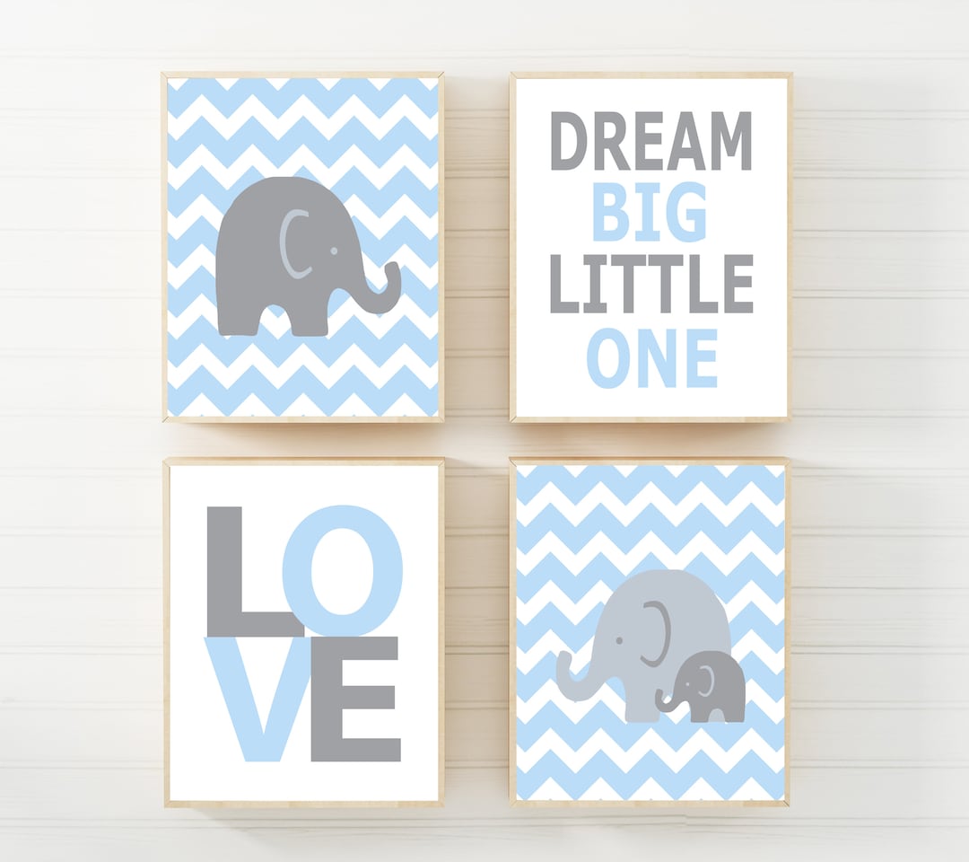 Printable Baby Boy Nursery Art Prints, Elephant Nursery Art, Suits Blue ...