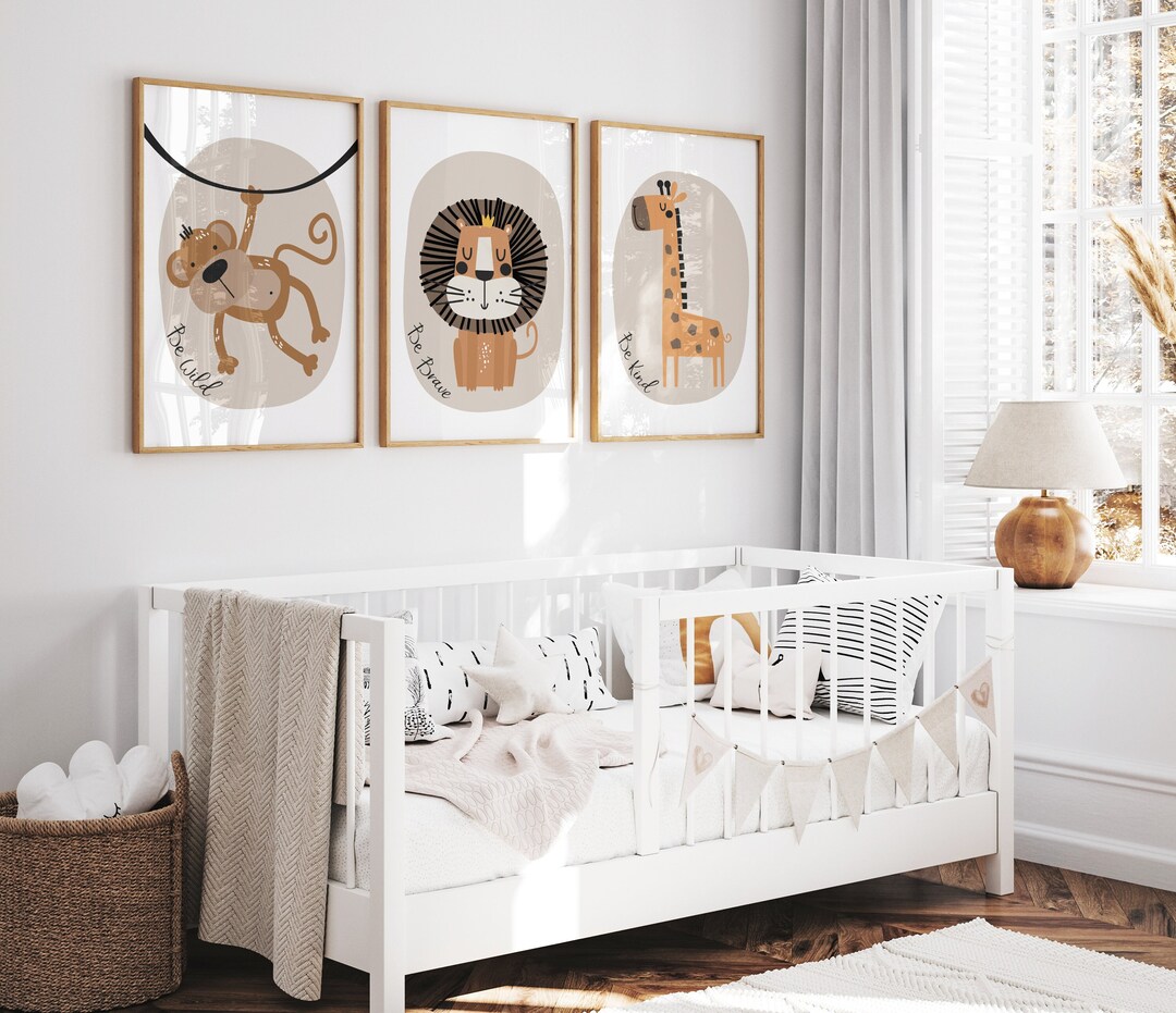 Safari Nursery Decor - Safari Animal Prints - Set of 3 Prints - Beige ...