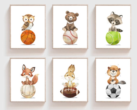 Sports Nursery Decor - Animal sports nursery - Nursery sports decor - Animal sports print - Baby boy sports nursery - Boy nursery decor