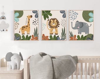 Safari Nursery decor - Safari nursery prints - Nursery wall art - Jungle animals - Digital prints - H2943