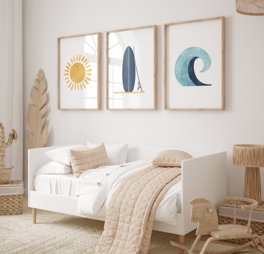 Surf Nursery Decor Wave Nursery Decor Sun Nursery Print Coastal Nursery