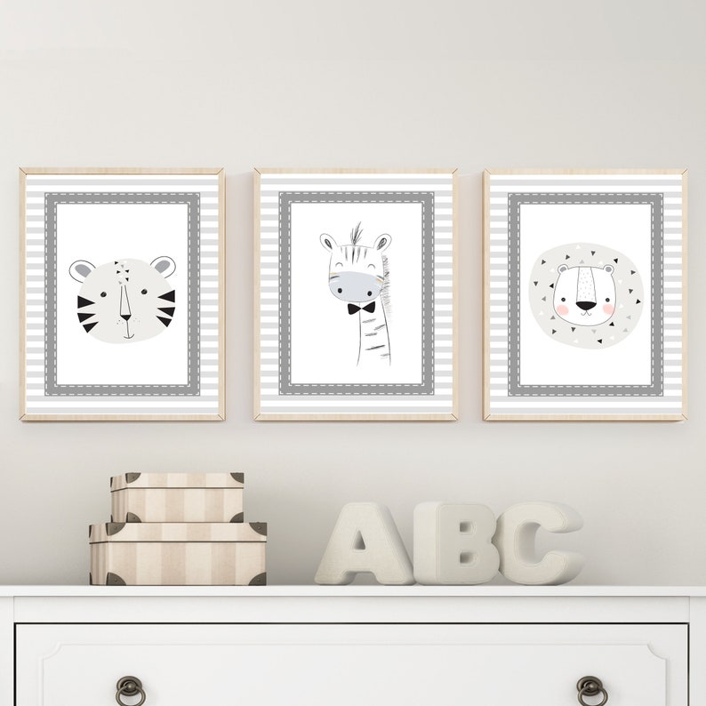 Jungle Wall Art Baby Nursery Wall Art Decor Suits Gender Etsy
