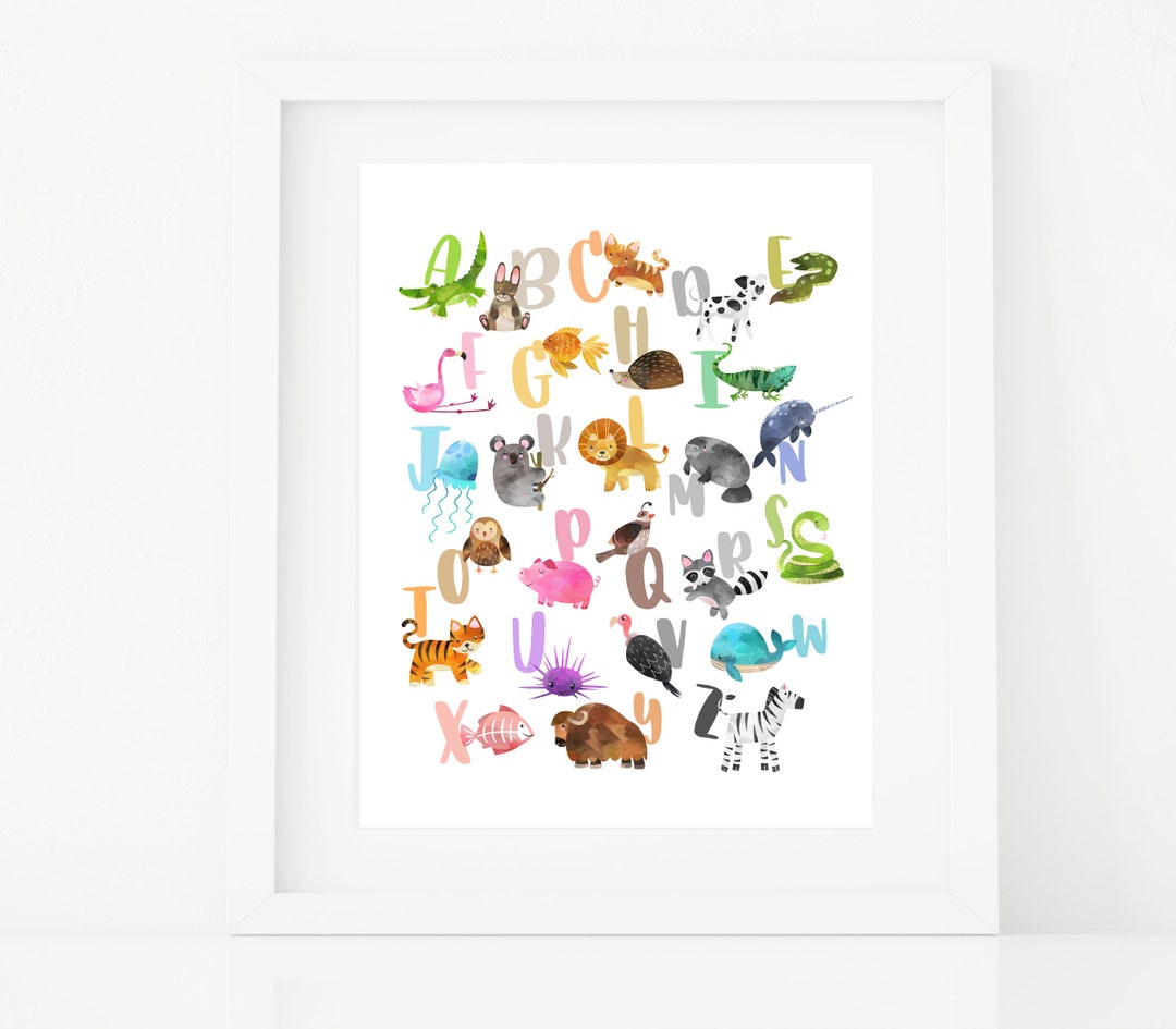 Safari Alphabet Print - Animal Alphabet Printable - Watercolor Animal ...