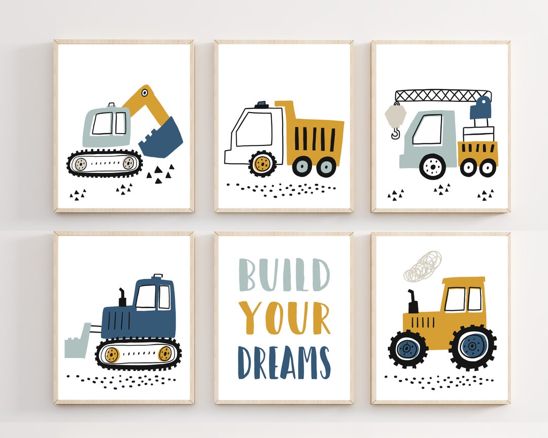 Construction Nursery Decor Truck Prints Construction Truck Prints Boys Room Wall Art Truck Wall