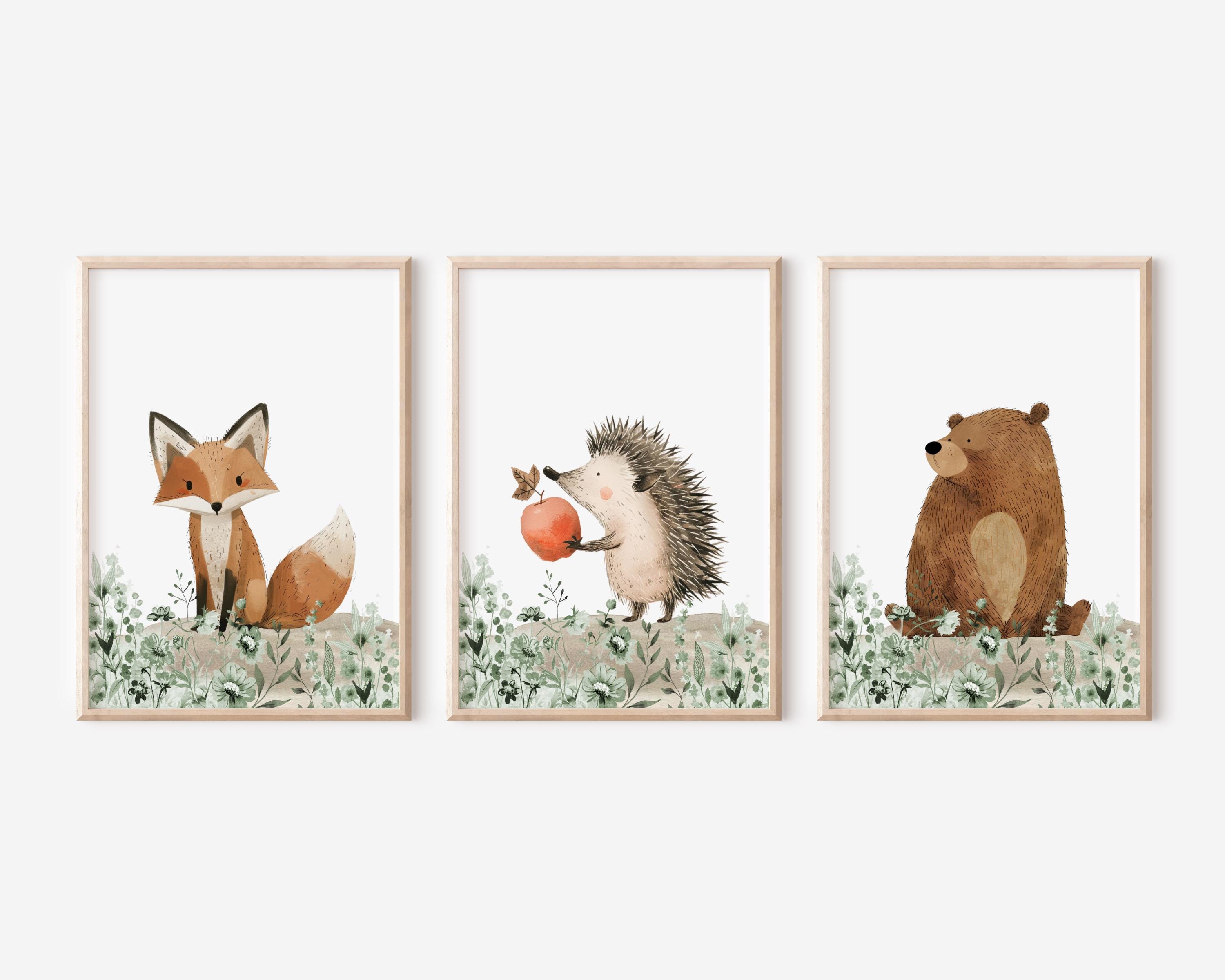Woodland Nursery, Baby Room Forest Decor, Set of 3 Nursery Wall Art ...