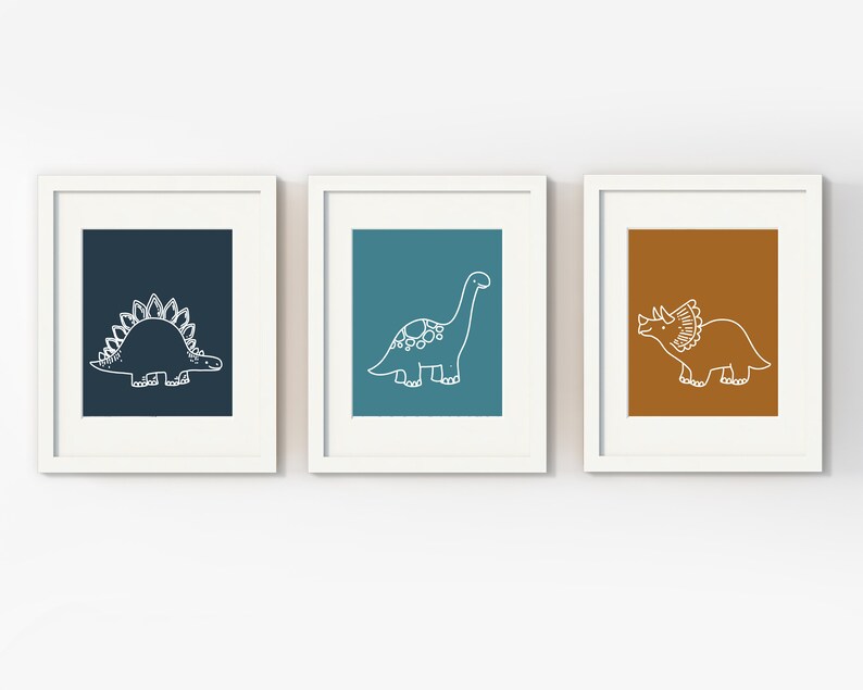 Dinosaur poster - Boys wall art - Dinosaur wall art - Boys room decor - Prints for boys room - Dinosaur print set - Toddler boy wall art image 4