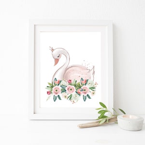 Swan Print - Swan Nursery Art - Girls Room Decor - Blush Pink Wall Art ...
