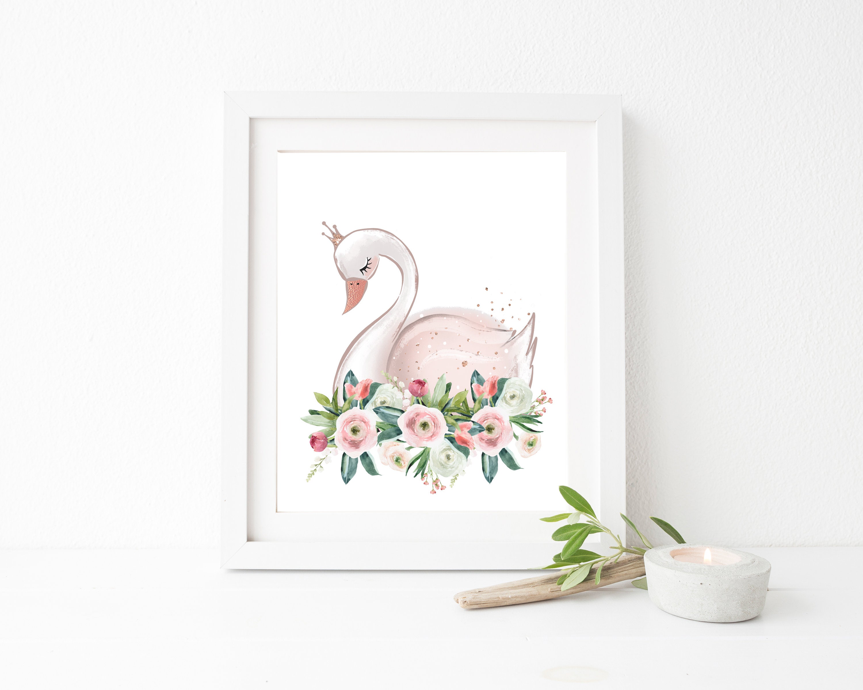 Swan Print - Swan Nursery Art - Girls Room Decor - Blush Pink Wall Art ...