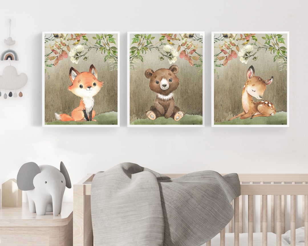 Woodland Animal Prints - Baby Woodland Nursery - Set of Nursery Prints ...