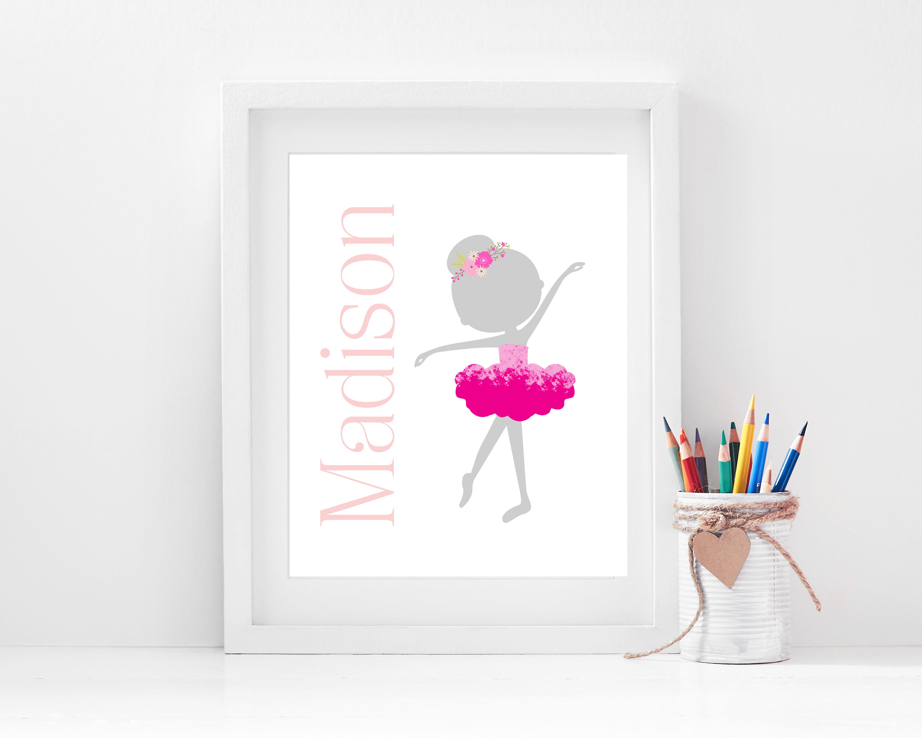 Ballerina art print Little Ballerina Custom name art Etsy