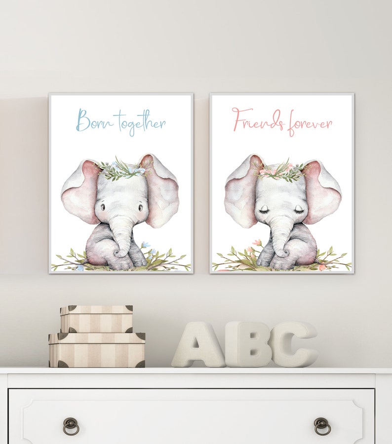Twins Nursery Decor Twins Wall Art Prints Boy Girl Twins Etsy