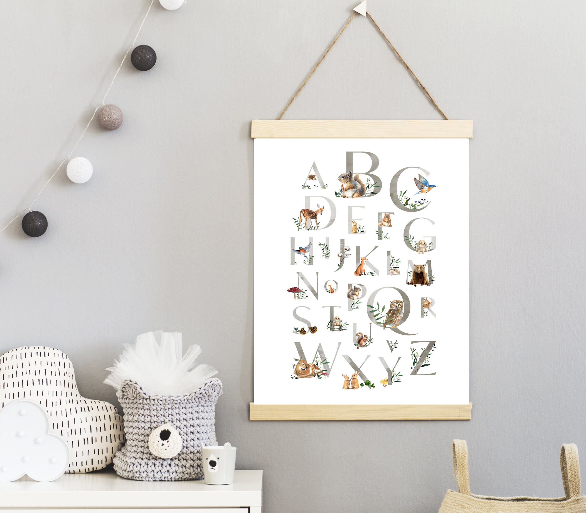Woodland Alphabet Poster - Animal ABC - Printable Wall Art - Woodland ...
