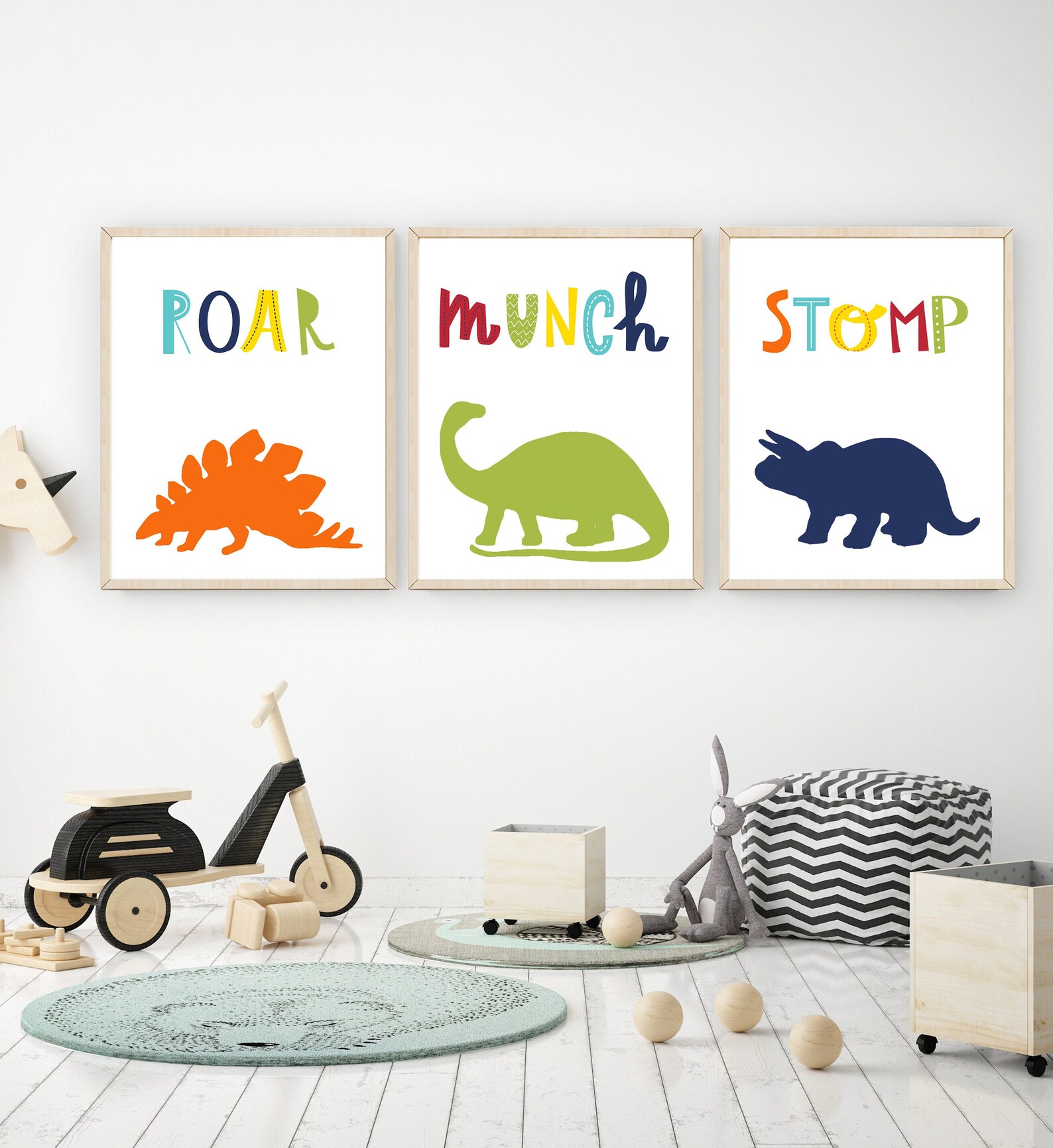 Dinosaur Print Set Boys Nursery Decor Dinosaur Wall Art - Etsy