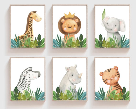 Safari nursery decor boy - Safari animal prints - Baby boy nursery - Safari baby animal prints - Watercolor animals - Boy nursery prints