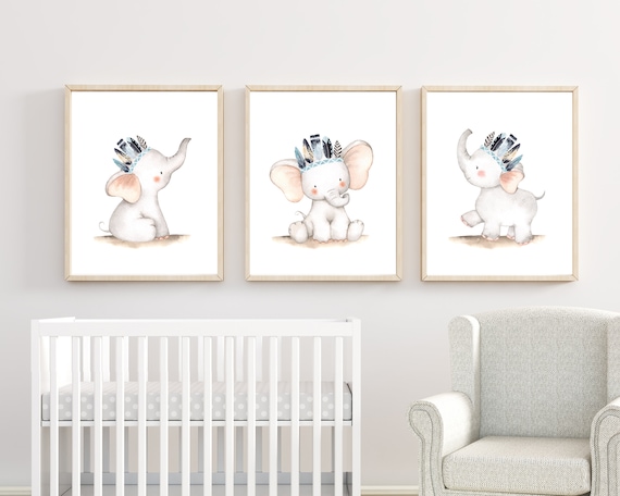 Baby Elephant Print Elephant Nursery Print Tribal Animal Print ...