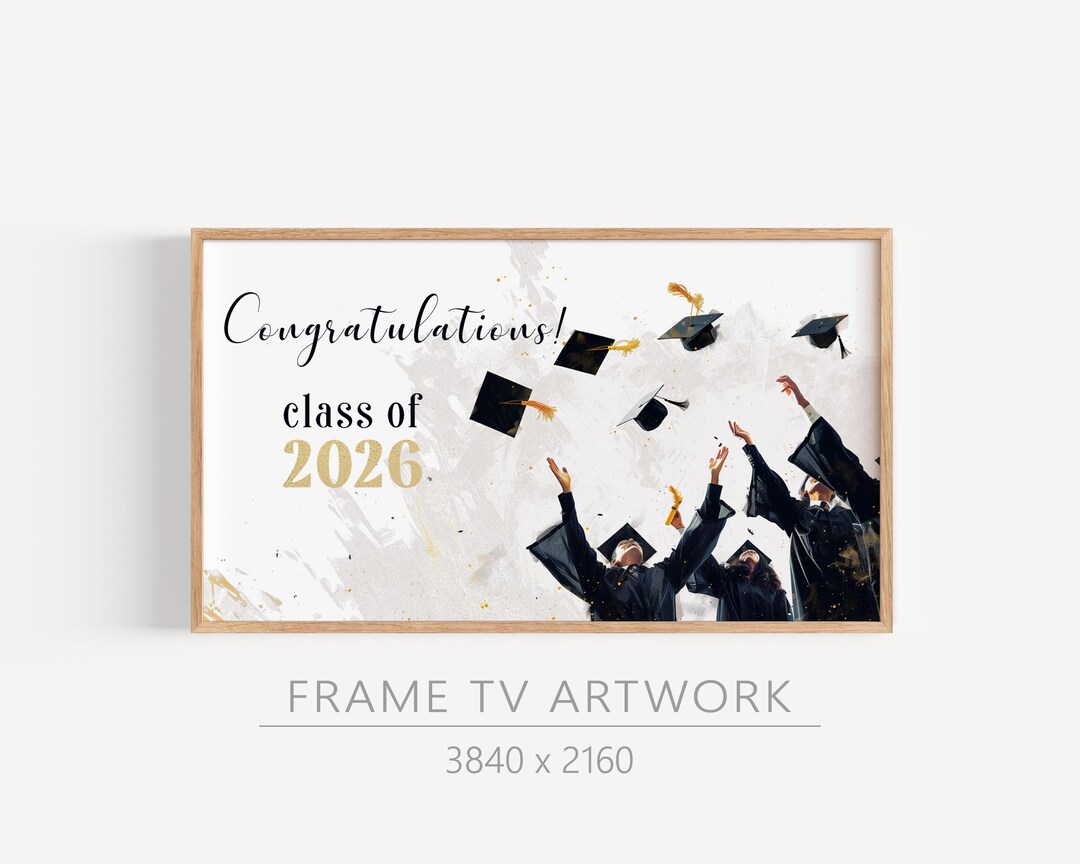 Graduation TV Art – Digital Frame Art for Graduation Party – Cap Toss ...